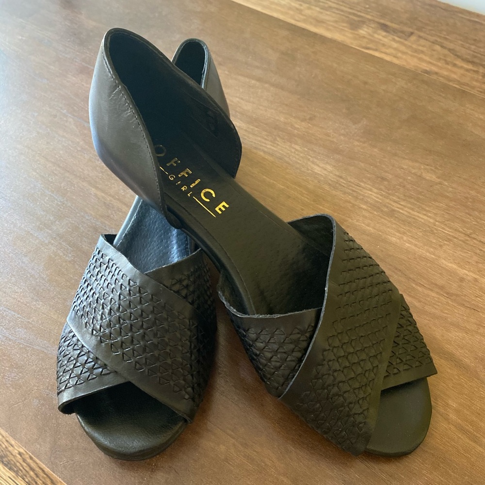 Office UK black woven sandals